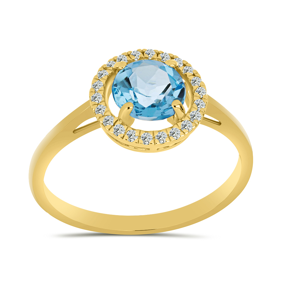 BUY 14K GOLD WITH SWISS BLUE TOPAZ GEMSTONE RING
